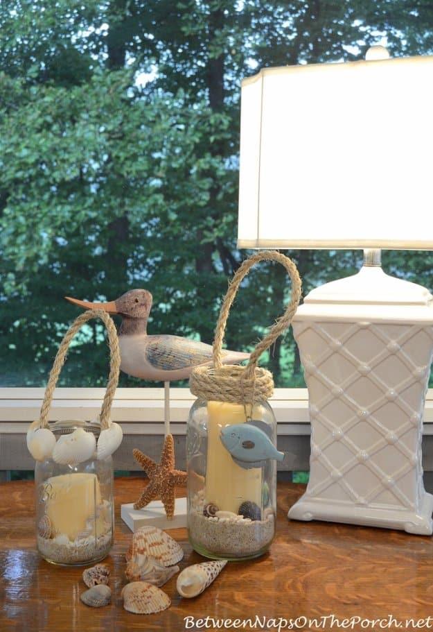 Mason Jar Summer Lantern, an easy DIY using a jar and basic supplies and a budget friendly summer craft idea