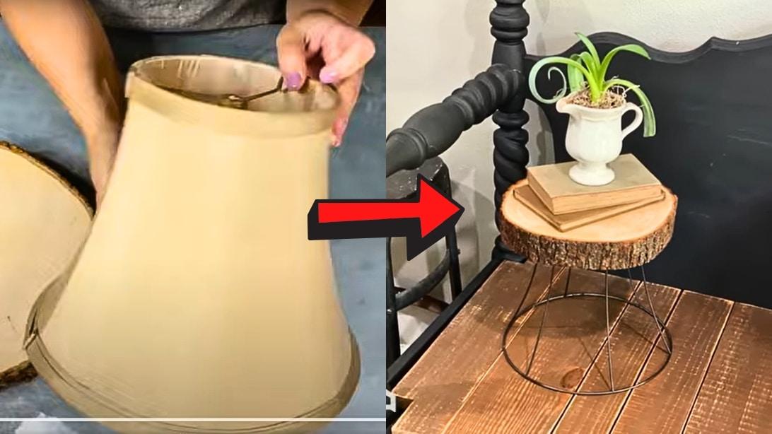 DIY Side Table Using an Old Lampshade