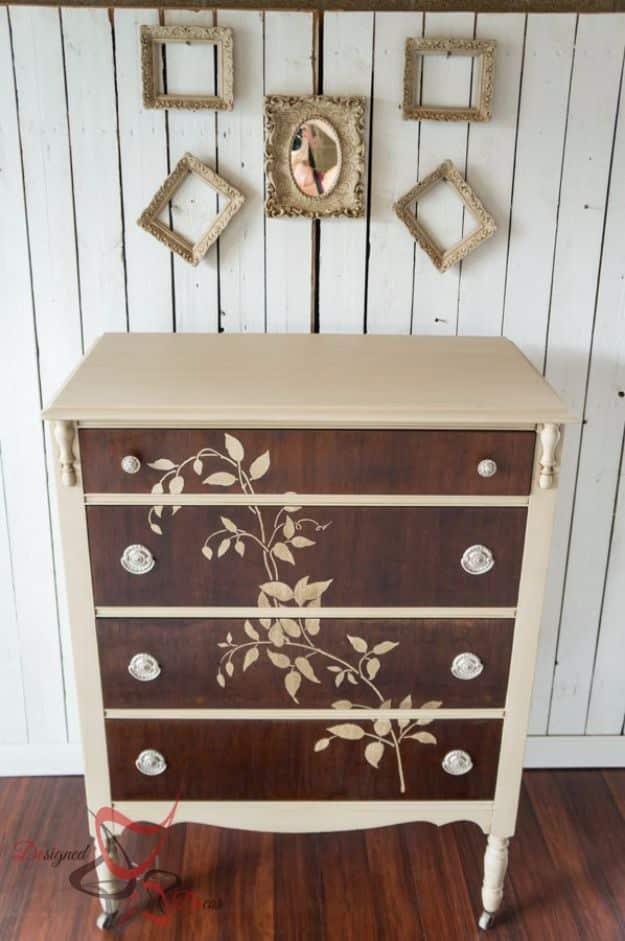 Stenciled Wood Dresser, an easy weekend project with a big payoff and a quick idea that comes together fast