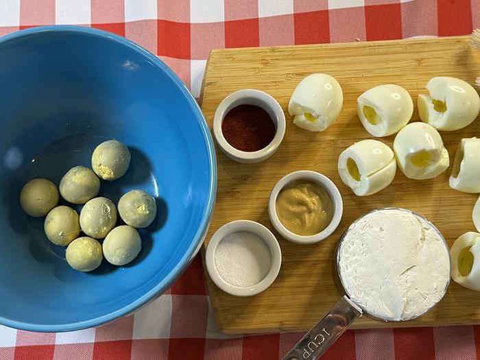 Deviled egg bouquet step by step — deviled egg ingredients recipe