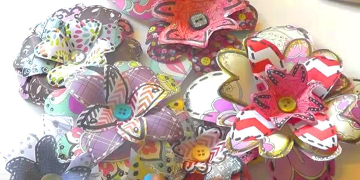 She Cuts Out Layers Of Shapes And Makes Artsy Paper Flowers Using Scraps. Watch!