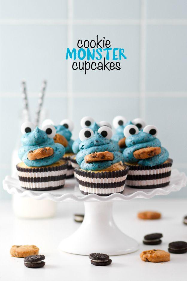 Cool Cupcake Decorating Ideas - Cookie Monster Cupcakes - Easy Ways To Decorate Cute, Adorable Cupcakes - Quick Recipes and Simple Decorating Tips With Icing, Candy, Chocolate, But