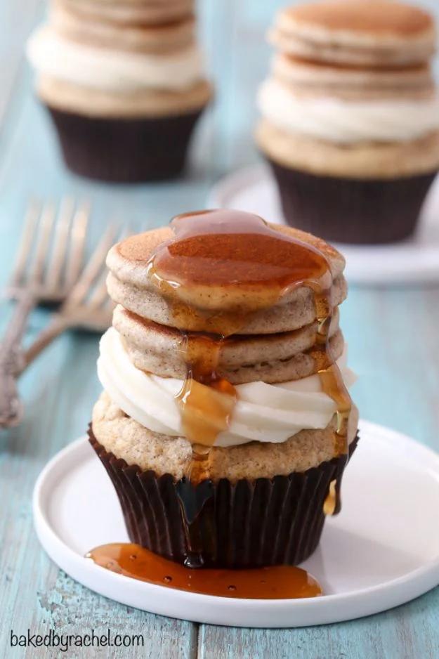 Cool Cupcake Decorating Ideas - Cinnamon Pancake Cupcakes - Easy Ways To Decorate Cute, Adorable Cupcakes - Quick Recipes and Simple Decorating Tips With Icing, Candy, Chocolate, B