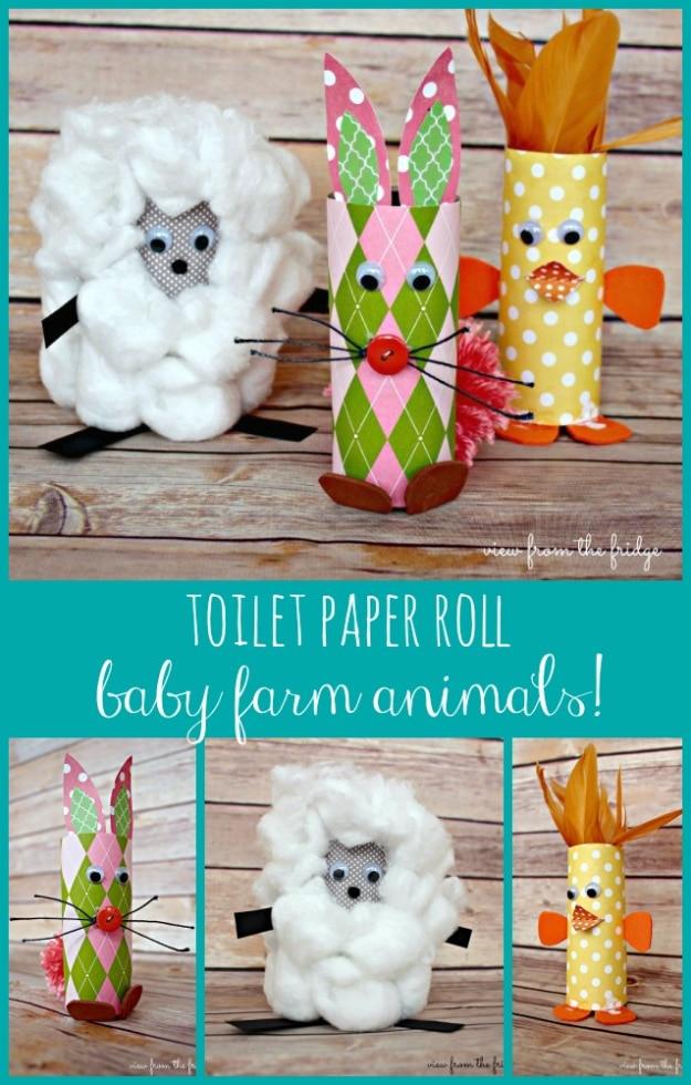 Crafts For Kids To Make At Home - Toilet Paper Roll Baby Farm Animals - Cheap DIY Projects and Fun Craft Ideas for Children - Cute Paper Crafts, Fall and Winter Fun, Things For Tod