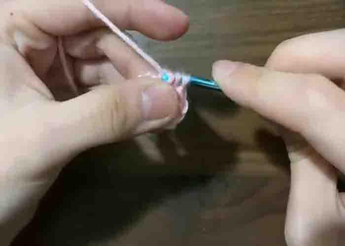 Finishing the mini heart crochet