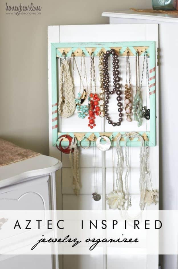Organizing Ideas for Your Life - Aztec Inspired Jewelry Organizer - Easy Crafts and Cool Ideas for Getting Organized - Best Ways to Get Organized - Things to Make for Being More Ef