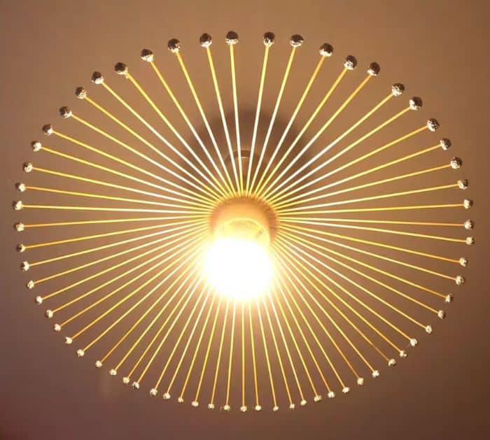 How to Make Faux High-End DIY Wooden Skewers Lampshade