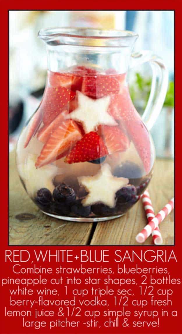 4th of July Drinks Sangria Recipe at #fourthofjuly