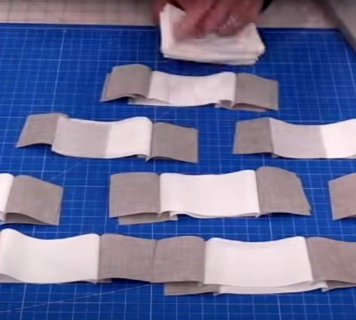 materials for making quilt with 5 squares