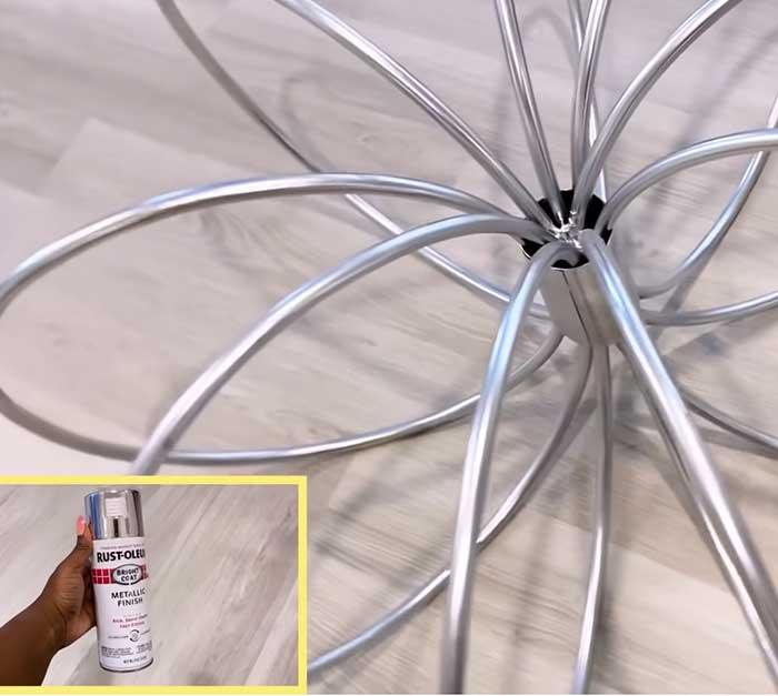 Spray Paint Base Of DIY High End Coffee Table - DIY Furniture