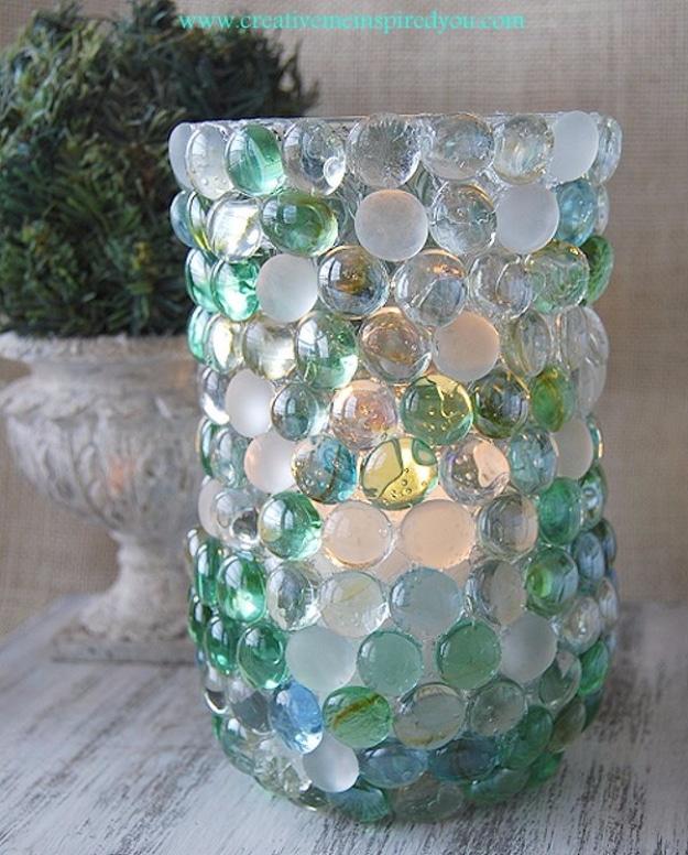 Dollar Store Glass Bead Vase, a budget craft idea, low key enough for a solo evening in and a showpiece guests linger over