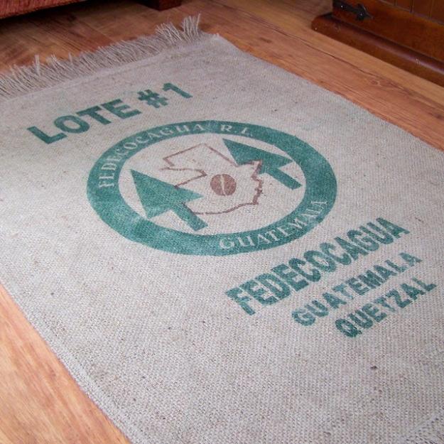 Unique Coffee Bag Rug Tutorial, a simple upgrade for a plain floor and better than a store bought version