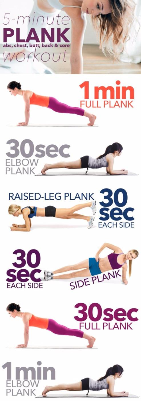 Best Exercises for 2018 - 5-minute “Almost-No-Work” Plank Workout - Easy At Home Exercises - Quick Exercise Tutorials to Try at Lunch Break - Ways To Get In Shape - Butt, Abs, Arms