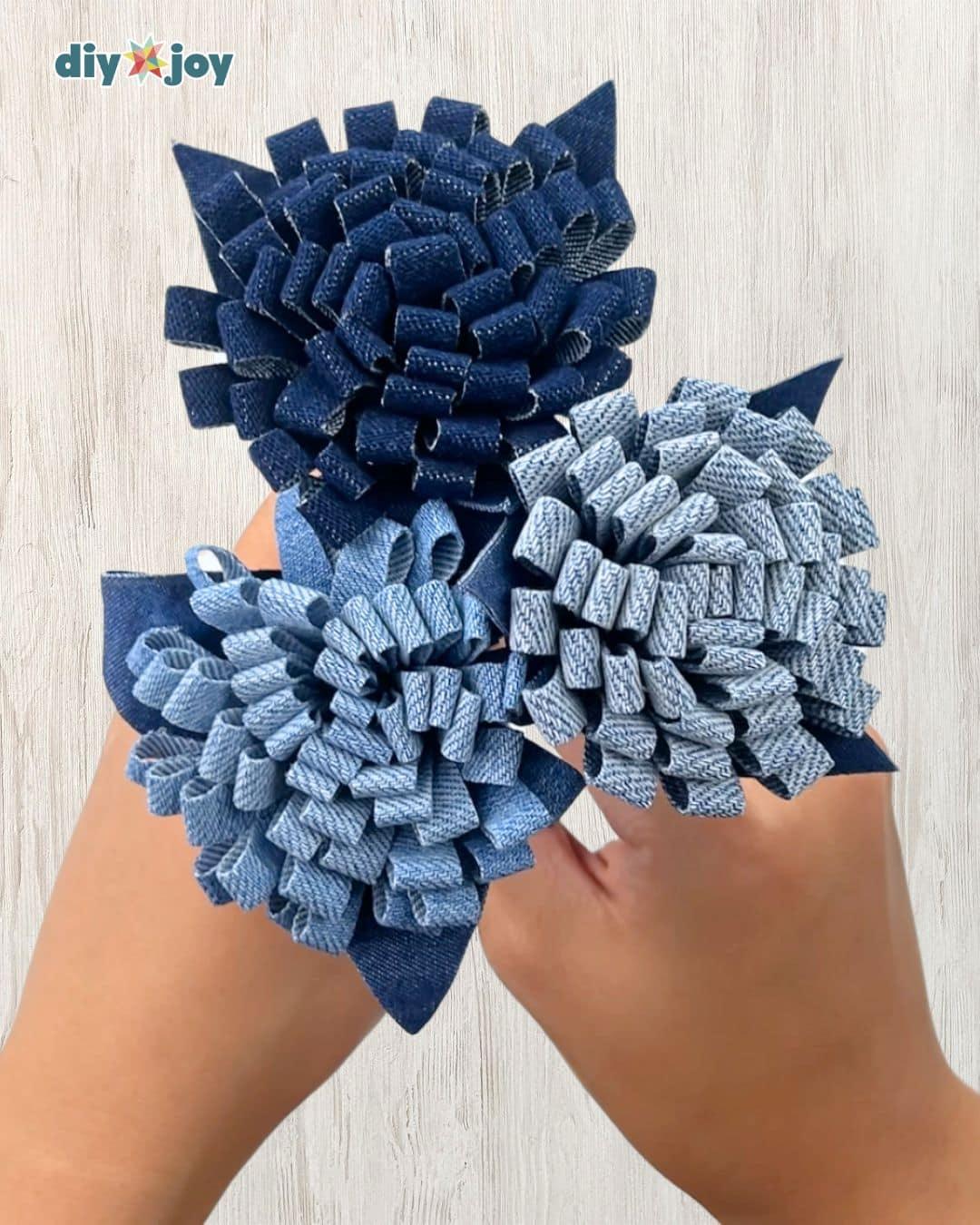 Denim Flowers From Old Jeans — denim flower