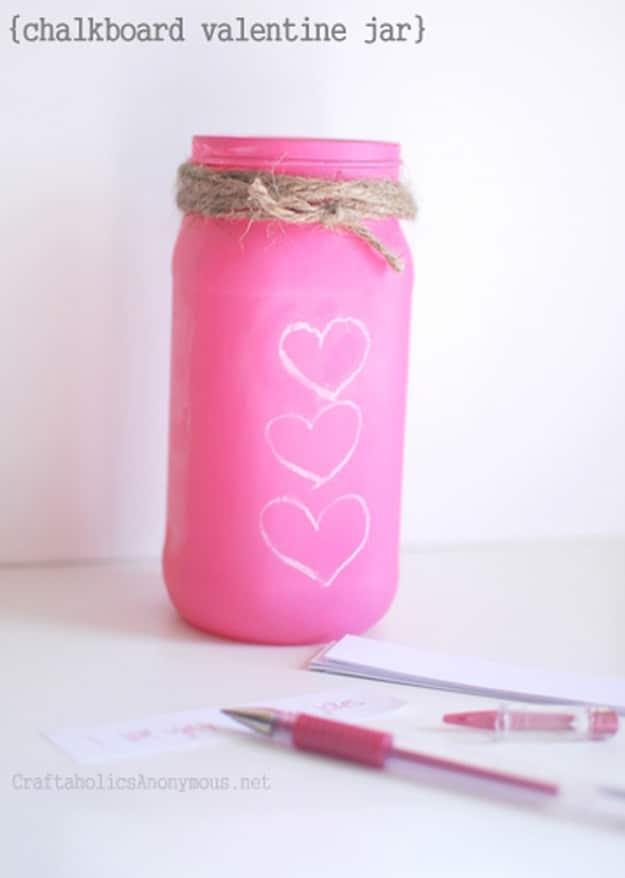 Mason jar with a chalkboard label and a handwritten name filled with candy as a last minute gift as a homemade gift