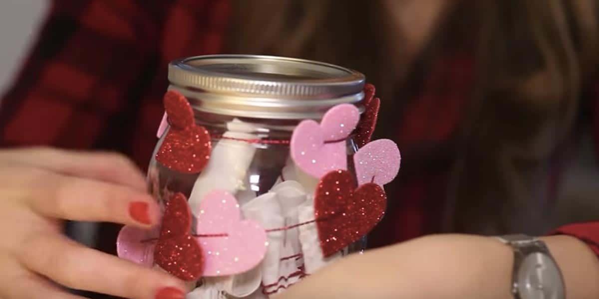 She Decorates A Mason Jar With Sparkling Hearts But What’s Inside Is The Best Surprise Of All!