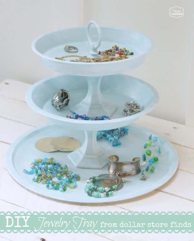 DIY Vanity Trays - DIY Tiered Jewelry Tray from Dollar Store Finds - Easy Homemade Decor for Bathroom, Bedroom and Vanities - Tray to Store Jewelry and Accessories With These Cool