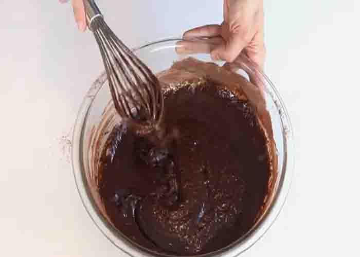 Making the brownie pie filling