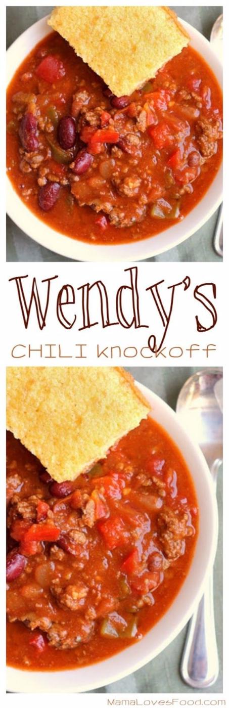 Wendy's chili knock off in a stock pot with ground beef, kidney beans, tomatoes and diced green chili