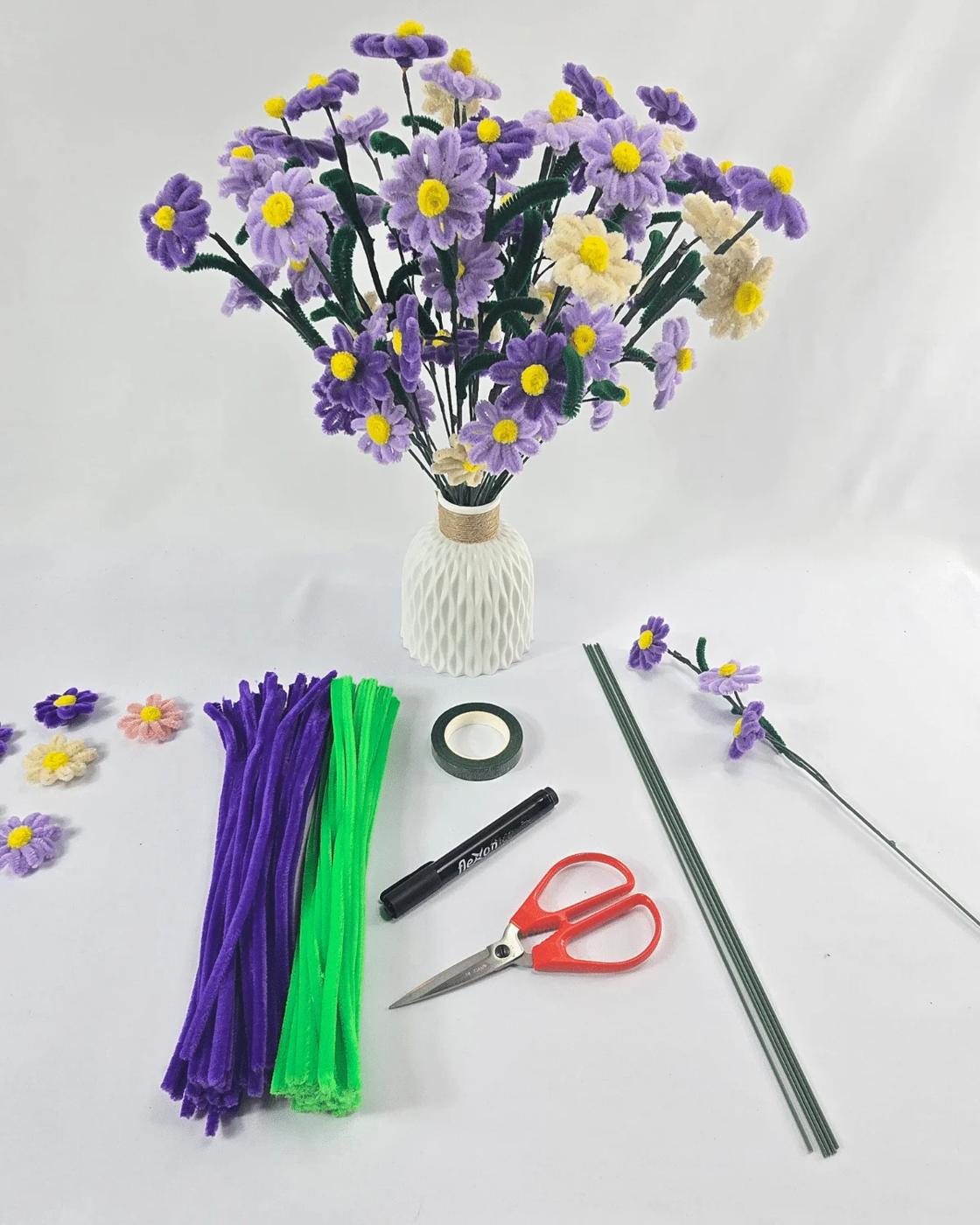 Homemade Pipe Cleaner Flowers Daisies — materials for pipe cleaner daisies