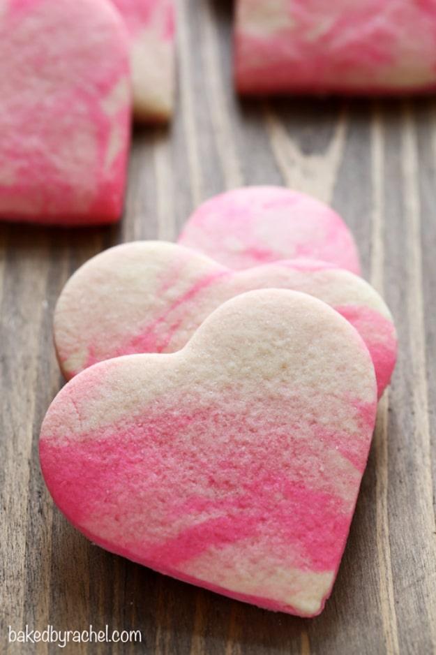 DIY Valentines Day Cookies - Marbled Valentine Sugar Cookies - Easy Cookie Recipes and Recipe Ideas for Valentines Day - Cute DIY Decorated Cookies for Kids, Homemade Box Cookies a
