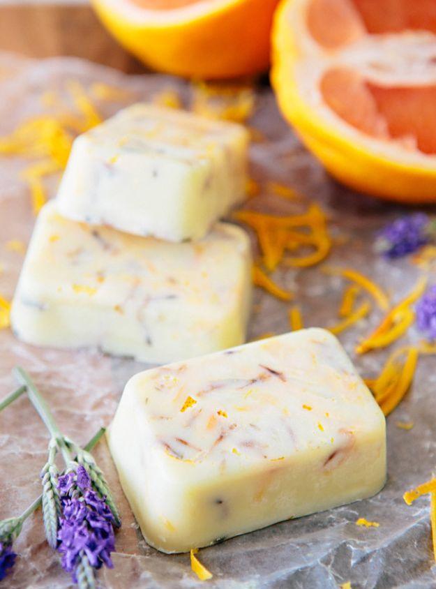 Grapefruit Lavender Soap and Coconut Mint Soap, a handmade bath product, quick enough to finish before nap time