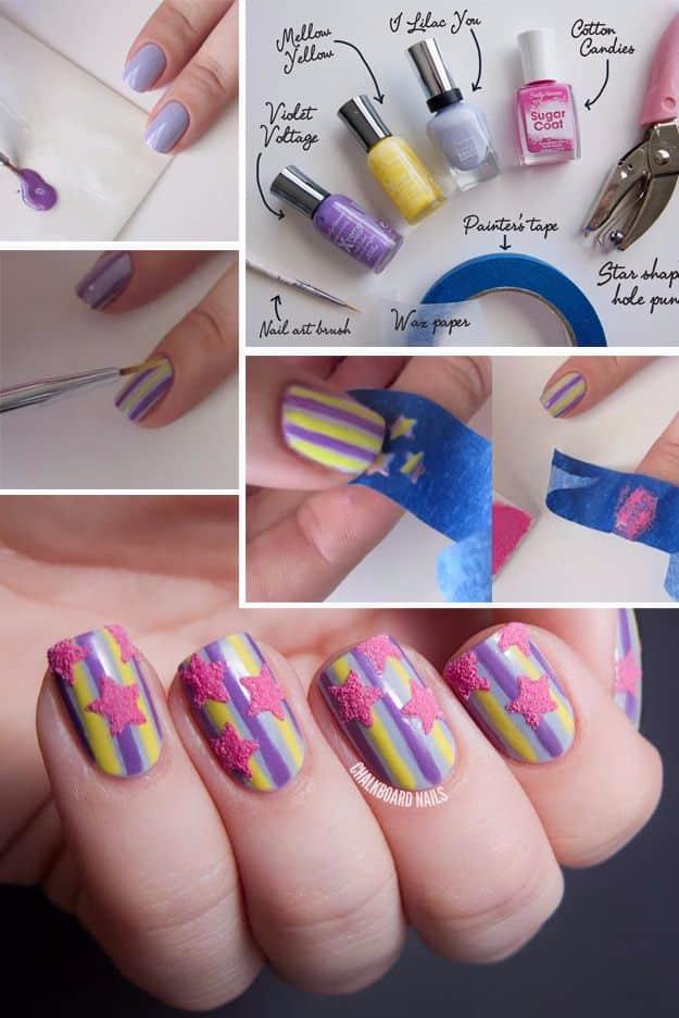 Sugared Stars and Stripes Nail Art, a quick five minute idea for short on time days and a favorite pick from this roundup