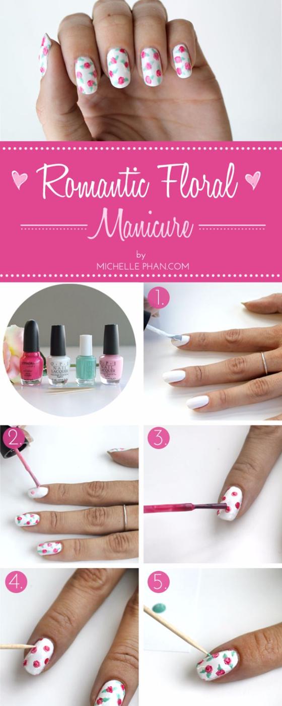 Romantic Floral Mani DIY, a budget friendly way to change up your nails and a pretty design perfect for a night out