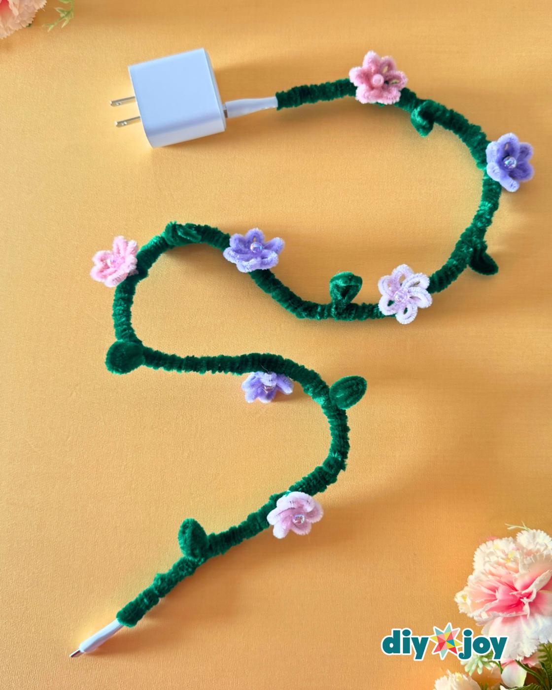 Easy Pipe Cleaner Cable Wrap — easy pipe cleaner charger cord wrap steps