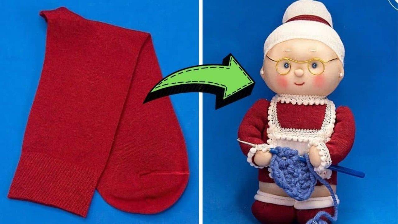 How To Make A Grandma Doll Using Socks