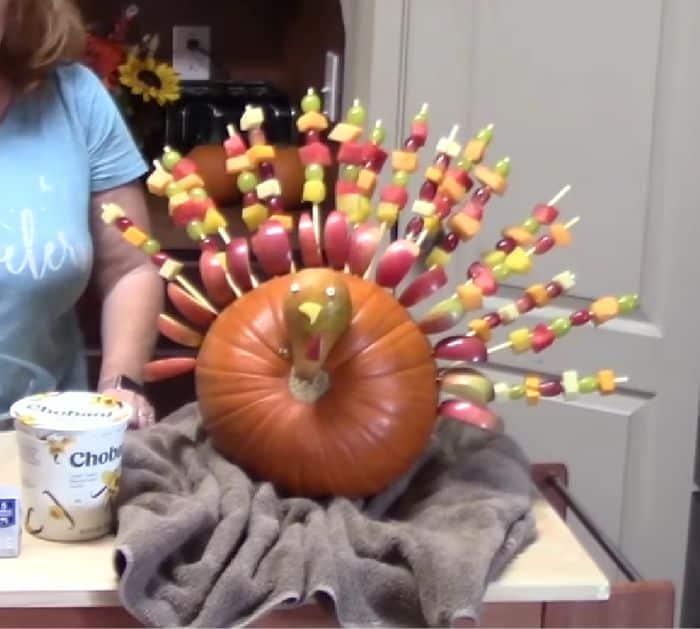 How To Make Pumpkin Fruit Skewer Turkey