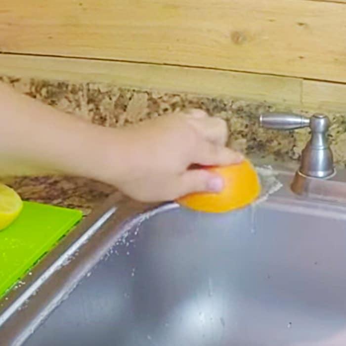 How To Clean A Stainless Steel Sink With Grapefruit And Salt - Easy Grapefruit Cleaner - Non Toxic Cleaner - Homemade Cleaner