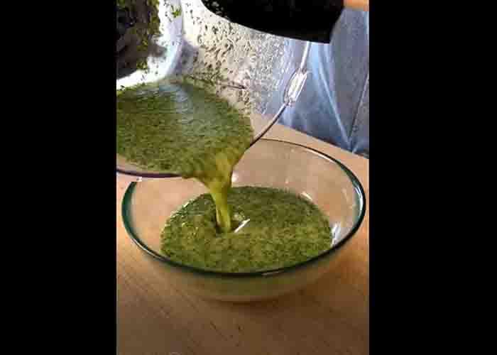 Making the cilantro lime dressing