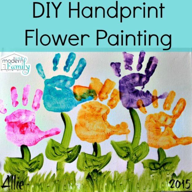 How To Paint Flowers - DIY Handprint Flower Painting - Step by Step Tutorials for Painting Roses, Daisies, Whimsical and Abstract Floral Techniques - Easy Acrylic Flower Tutorial f