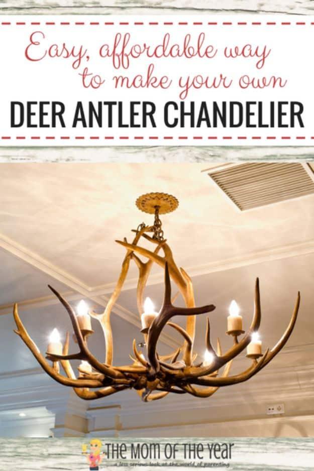 Deer Antler Chandelier, a farmhouse decor idea, simple enough for a first try and a satisfying finish for not much work