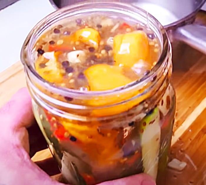 Pour Hot Brine Over Cucumbers To Make Spicy Pickles