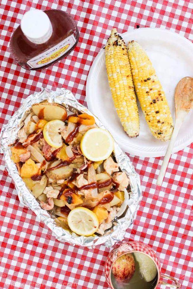 BBQ Chicken + Pineapple Foil Packet Dinners, forgiving even for a beginner cook and a bite worth saving room for