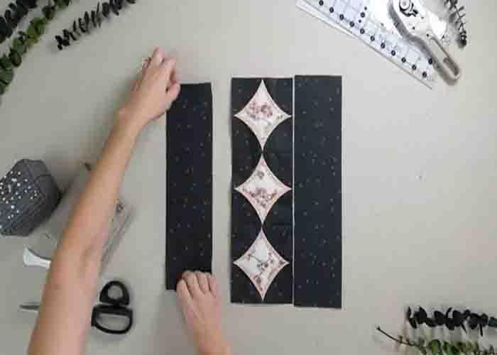 Assembling the strip blocks for the quilted laptop case