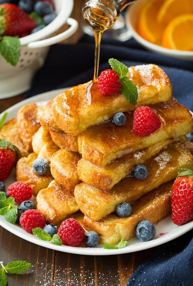French Toast Recipes - Baked French Toast Sticks - Best Brunch Bites and Breakfast Ideas for French Toast - Stuffed, Baked and Creme Brulee Toasts With Fruit - Healthy Sugar Free,