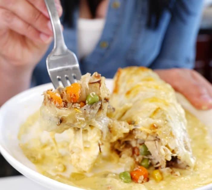 Easy To Make Baked Burritos In Creamy White Sauce