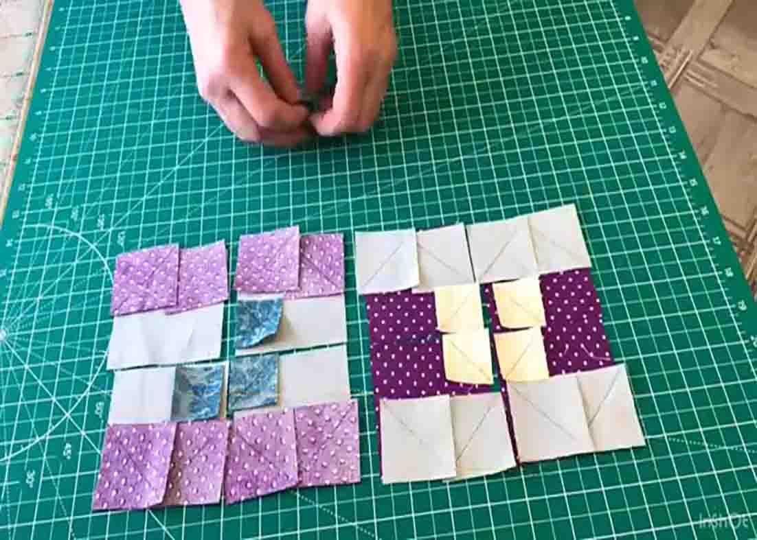 Cutting all the fabrics for the flower patchwork