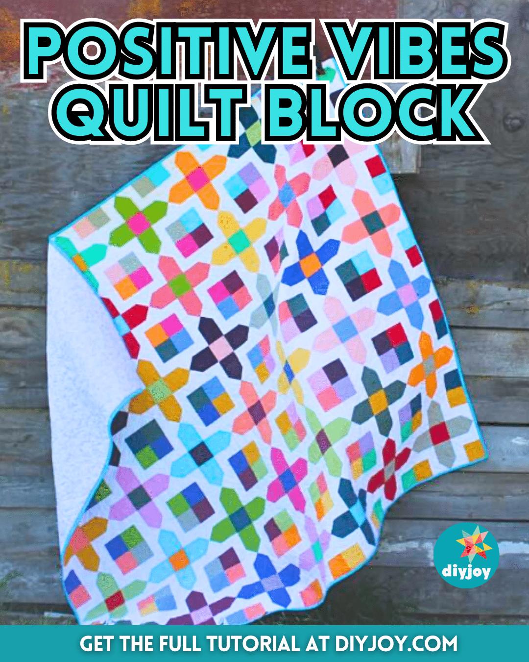 Easy Positive Vibes Quilt Block Tutorial