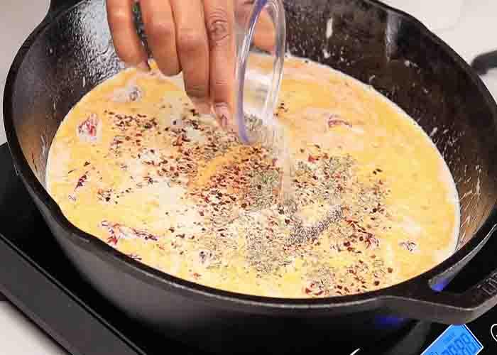 Seasoning the marry me chicken sauce