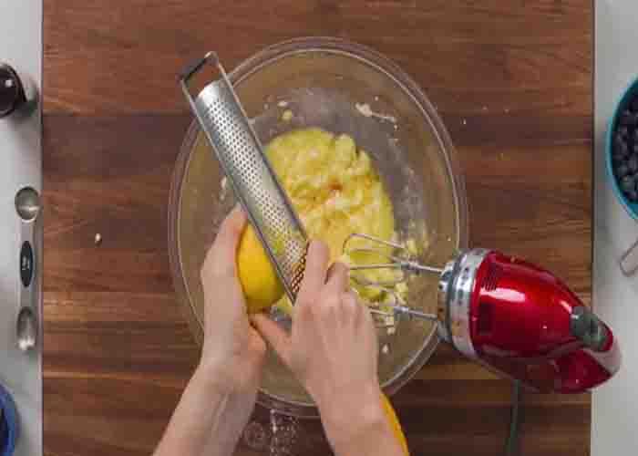 Making the blueberry bread batter