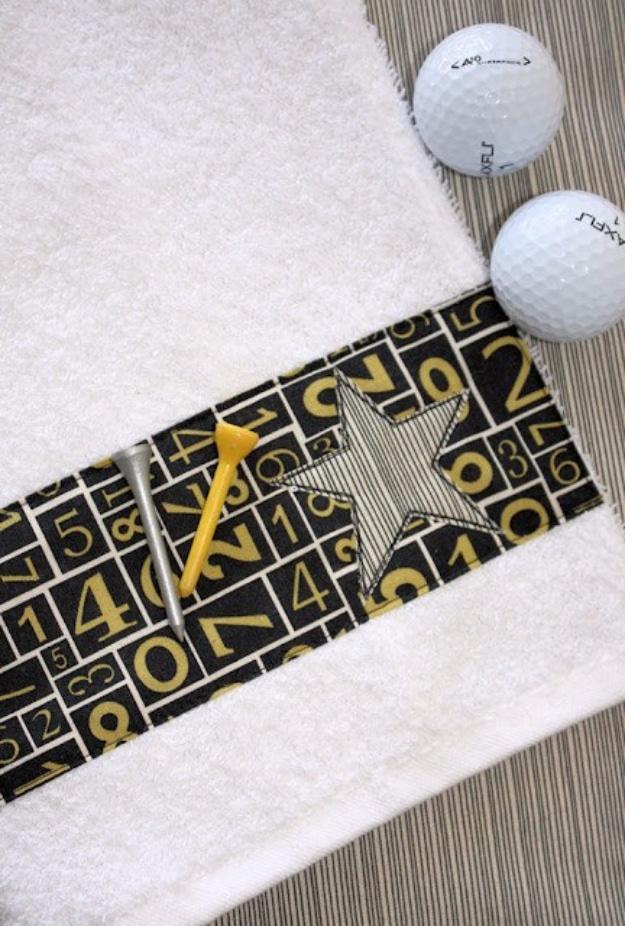 Golf Towel Tutorial, a handmade gift for dad, doable even on a tight timeline and an idea worth saving for later