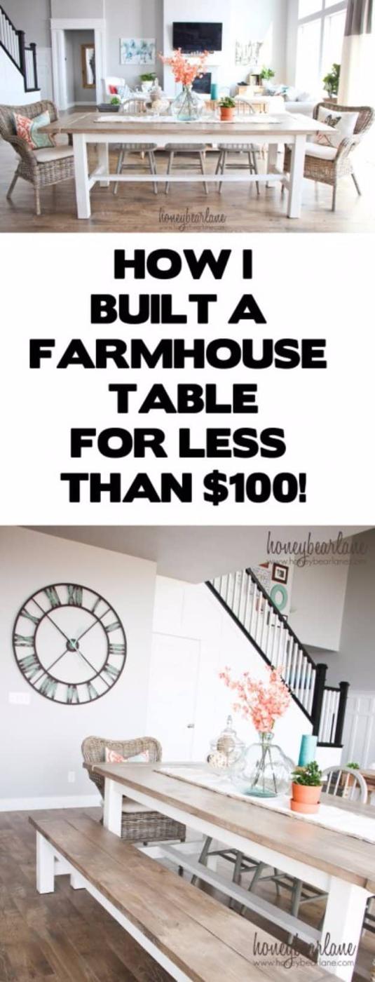 DIY Farmhouse Table and Bench, an idea worth trying before buying something new and one of the more clever picks on this list