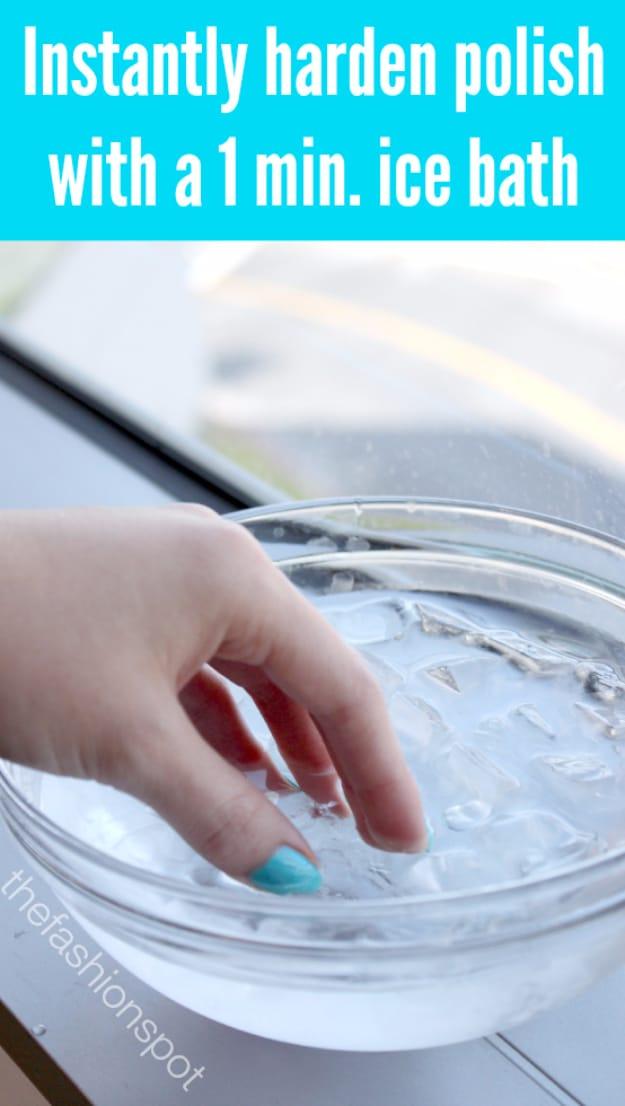 Instantly Harden Nail Polish In An Ice Bath, quick enough to set up in a spare five minutes and the fix worth remembering