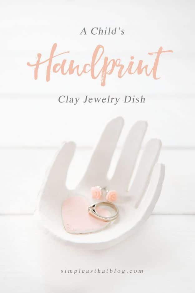 Child's Handprint Clay Jewelry Dish, low effort but it never looks that way and a homemade touch that beats another gift card