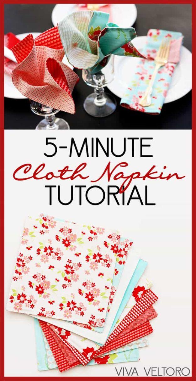 DIY 5 Minute Cloth Napkin, one of the more clever picks on this list and one worth pinning for later