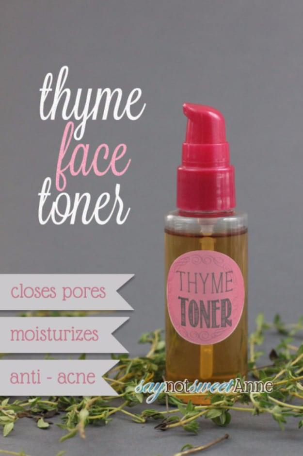 Acne Fighting Thyme Toner, quick enough to make on a lazy Sunday afternoon and a little luxury that costs almost nothing